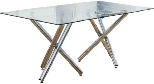 Hivvago 68 Seater Modern Kitchen Dining Table Rectangular Glass Table Top with  Metal Legs