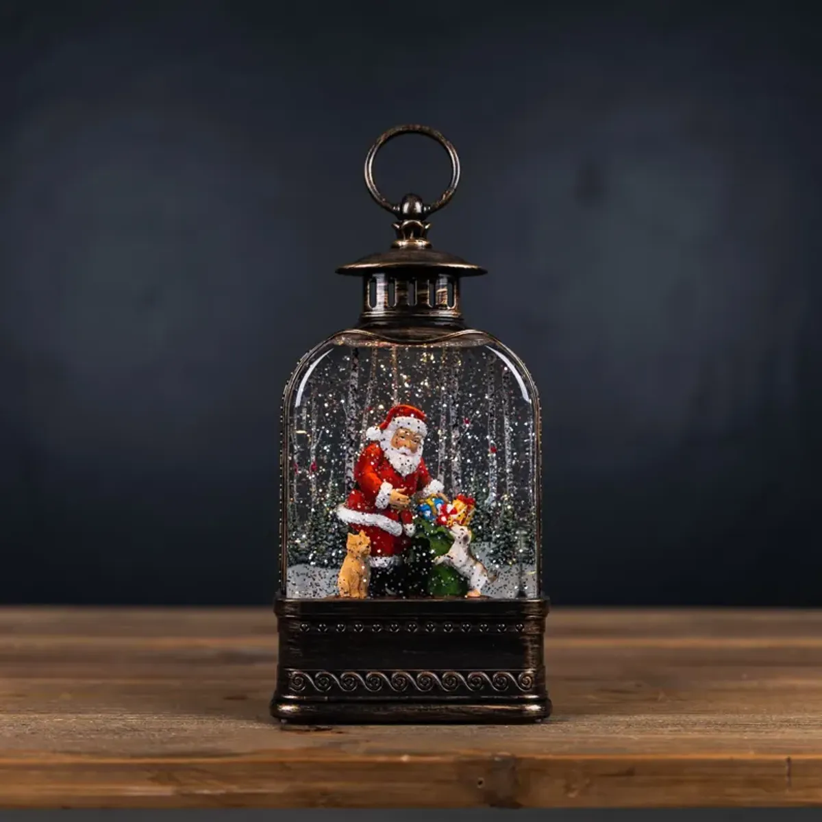 Snow Globe with Santa and Dog for Festive Christmas Décor and Holiday Cheer