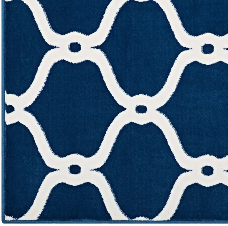 Beltara Chain Link Transitional Trellis 8x10 Area Rug - Moroccan Blue and Ivory