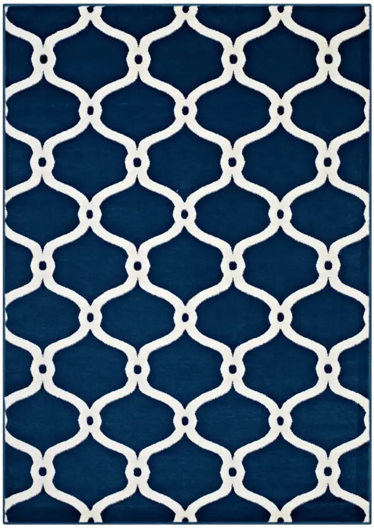 Beltara Chain Link Transitional Trellis 8x10 Area Rug - Moroccan Blue and Ivory