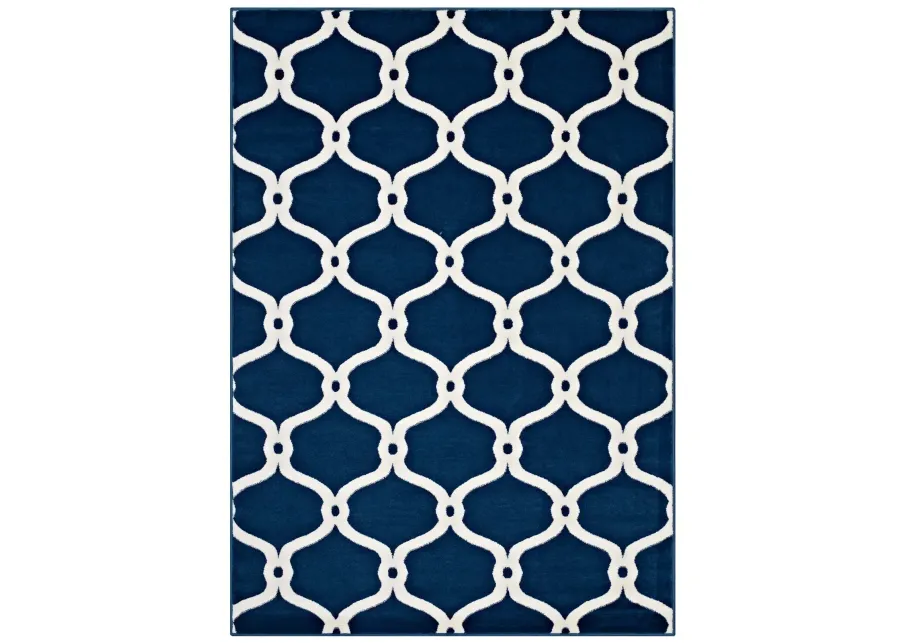 Beltara Chain Link Transitional Trellis 8x10 Area Rug - Moroccan Blue and Ivory