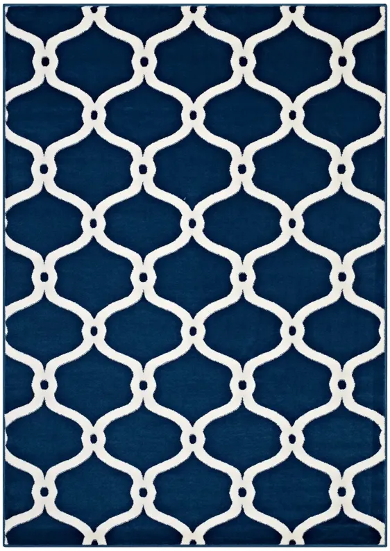 Beltara Chain Link Transitional Trellis 8x10 Area Rug - Moroccan Blue and Ivory