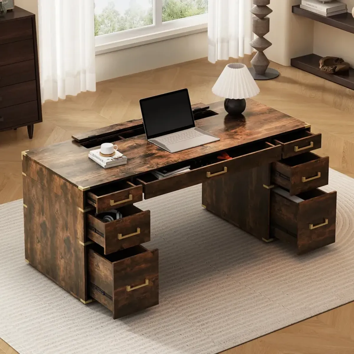 Merax 70"Classic Executive Desk with USB Ports