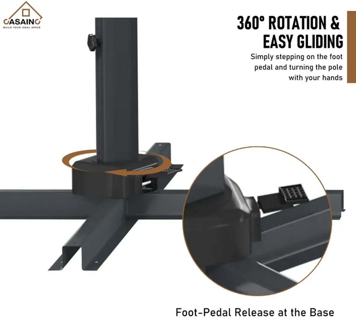 11FT Square Cantilever Patio Umbrella (without Umbrella Base).