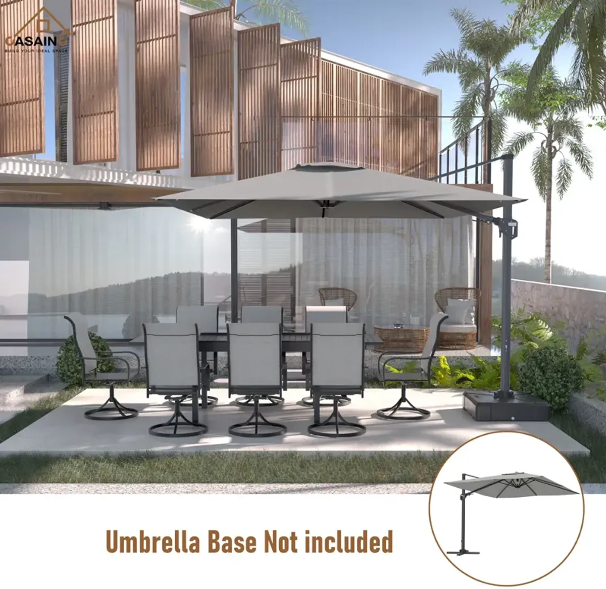 11FT Square Cantilever Patio Umbrella (without Umbrella Base).