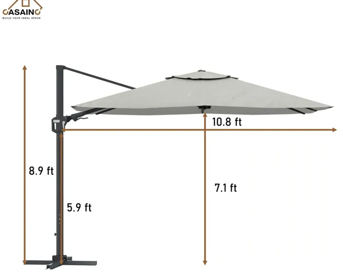 11FT Square Cantilever Patio Umbrella (without Umbrella Base).