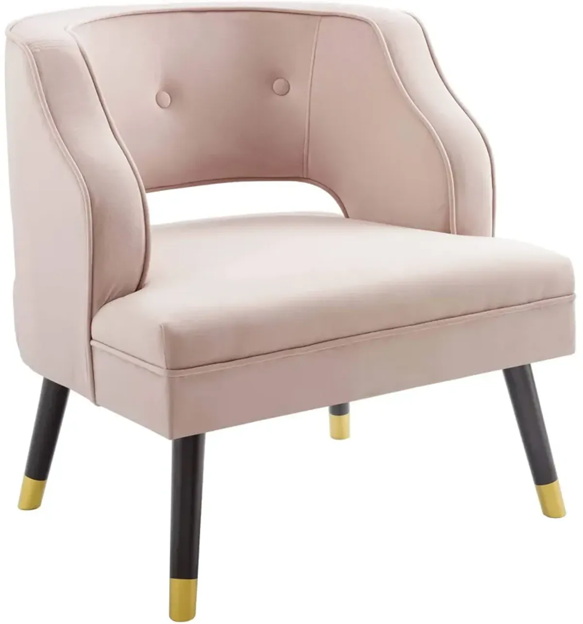 Modway Traipse Button Tufted Open Back Performance Velvet Armchair, Pink