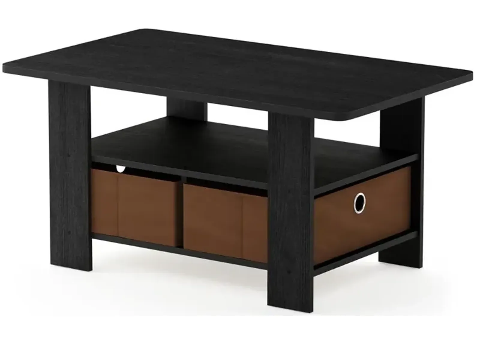 Andrey Coffee Table with Bin Drawer, Americano/Medium Brown