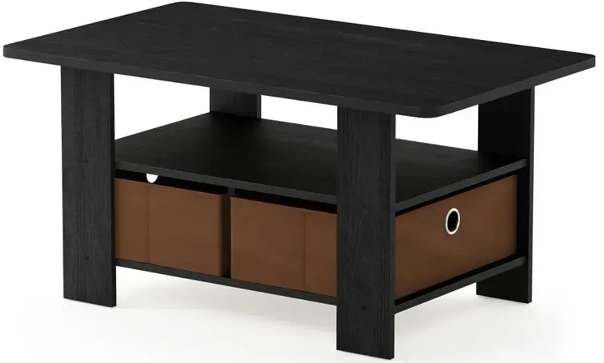 Andrey Coffee Table with Bin Drawer, Americano/Medium Brown