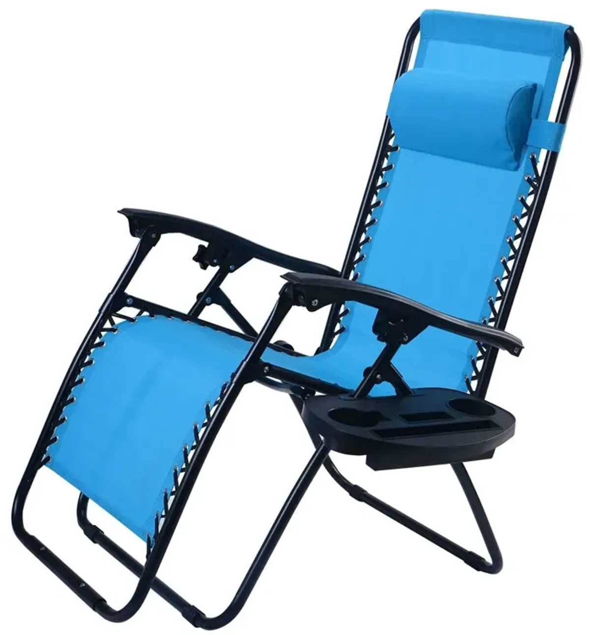 Set of 2 Blue Folding Outdoor Zero Gravity Lounge Chair Recliner