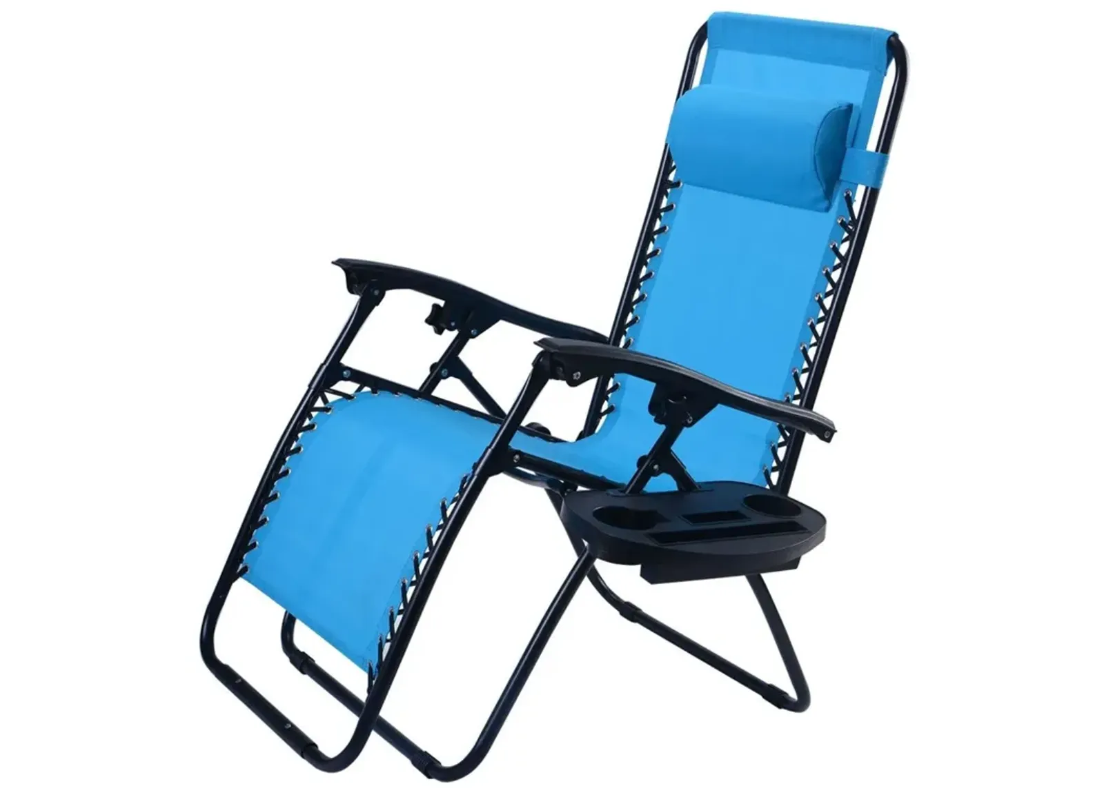 Set of 2 Blue Folding Outdoor Zero Gravity Lounge Chair Recliner