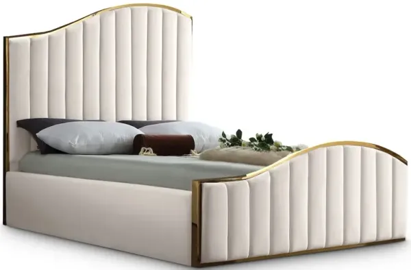 Meridian Furniture Jolie Cream Velvet King Bed