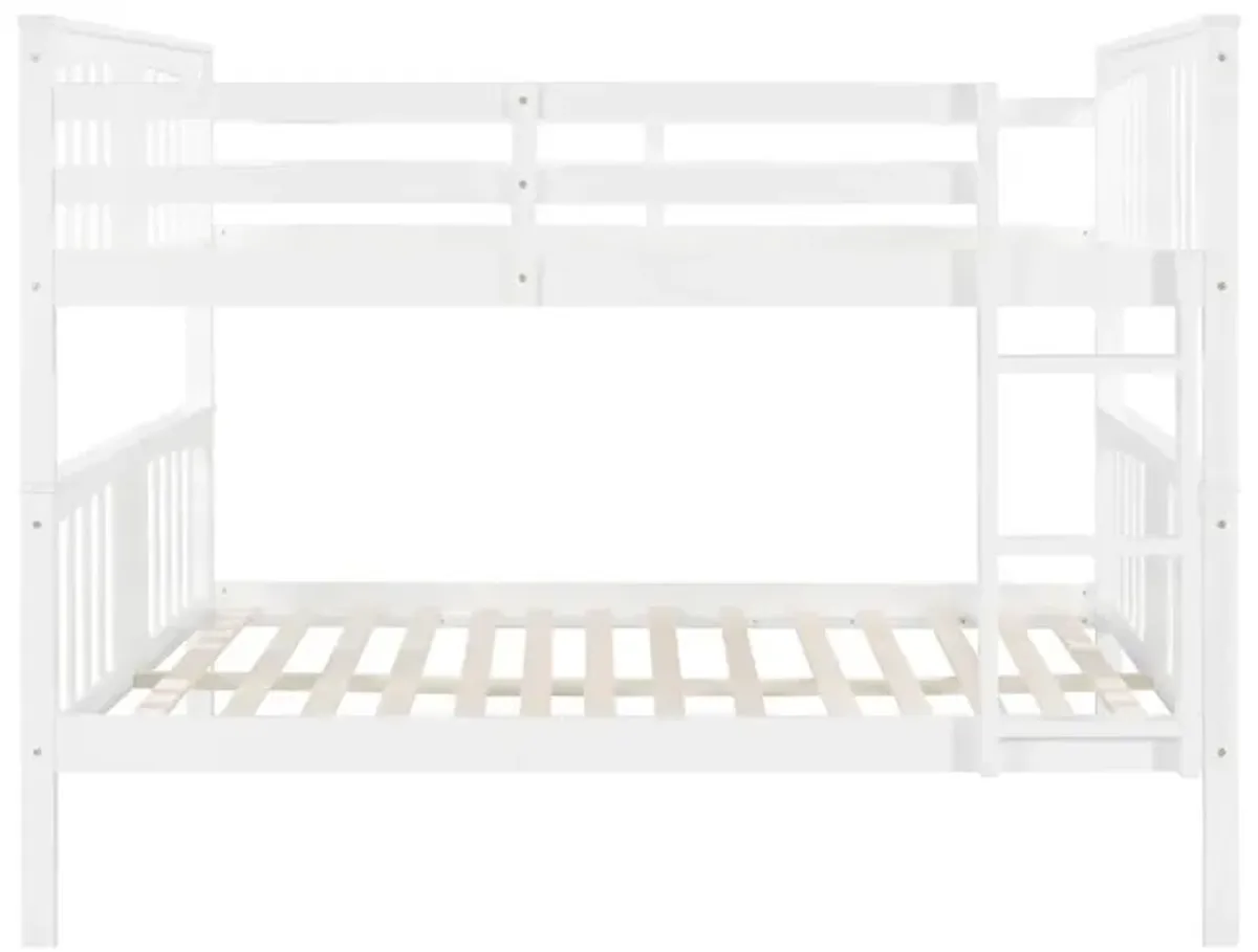 Full Over Full Bunk Bed With Ladder For Bedroom, Guest Room Furniture