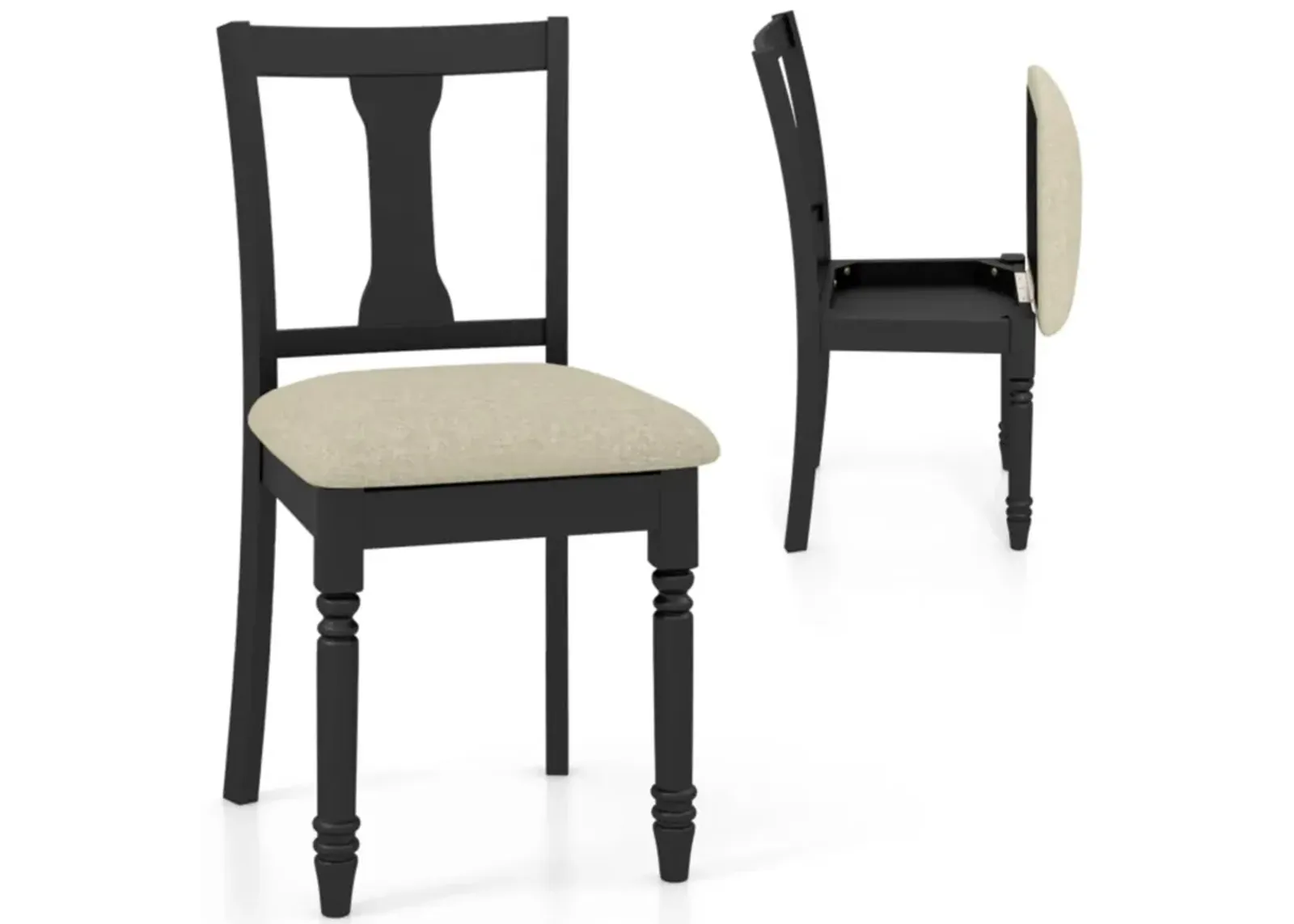 Hivvago Kitchen Dining Chair with Linen Fabric and Storage Space