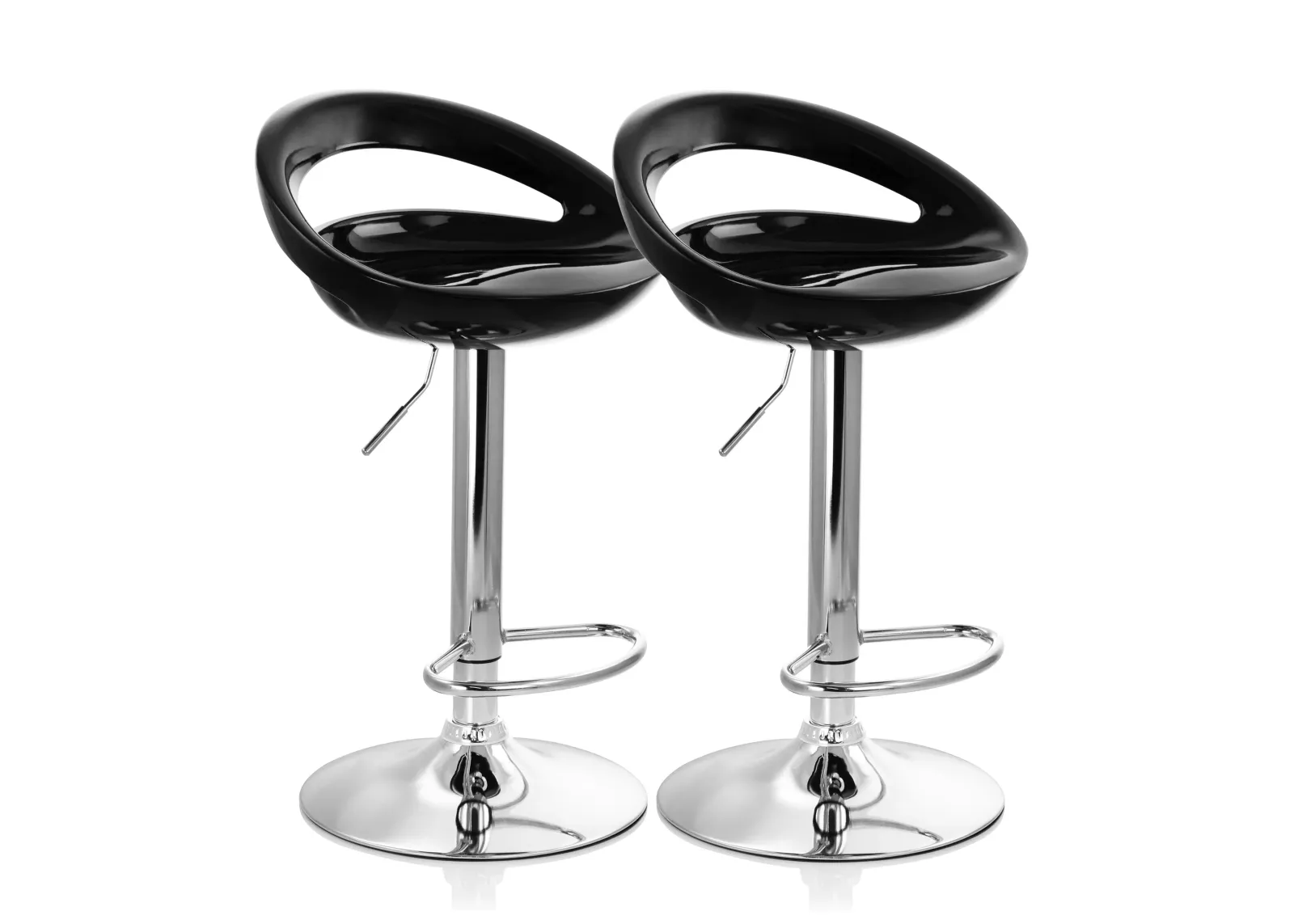 Elama 2 Piece Retro Adjustable Bar Stool in Black with Chrome Base