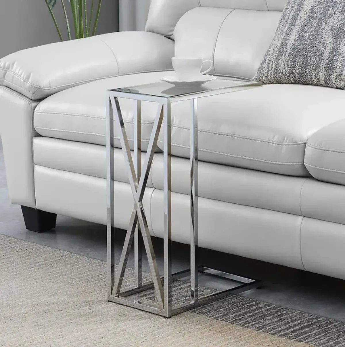 Convenience Concepts Oxford Chrome Glass C End Table