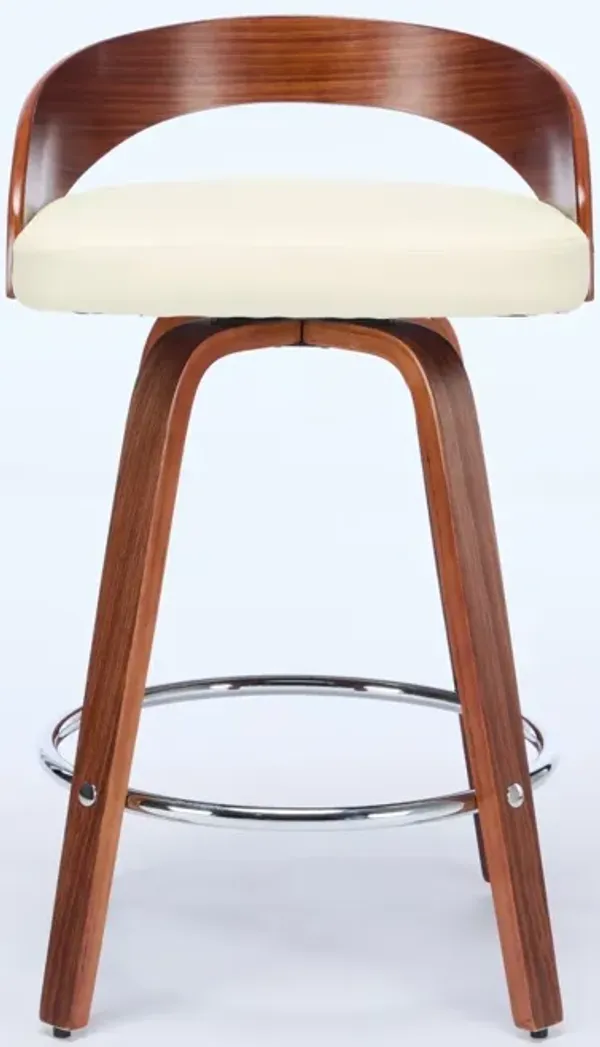 Streamdale Walnut Mid-Century (Set Of 2) with Swivel Seats (25" Counter Height)