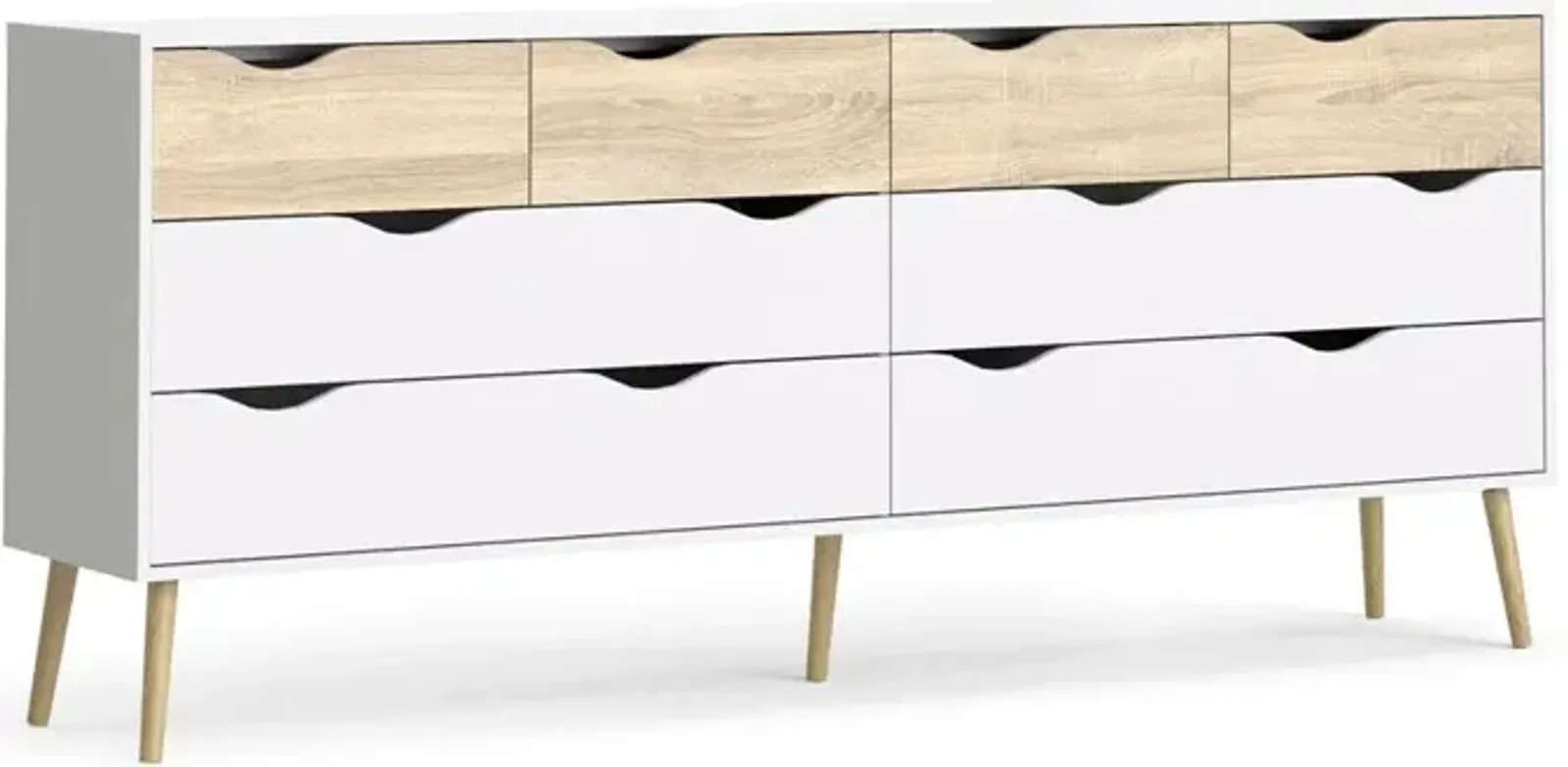 Tvilum Diana 8 Drawer Dresser - White/Oak Structure