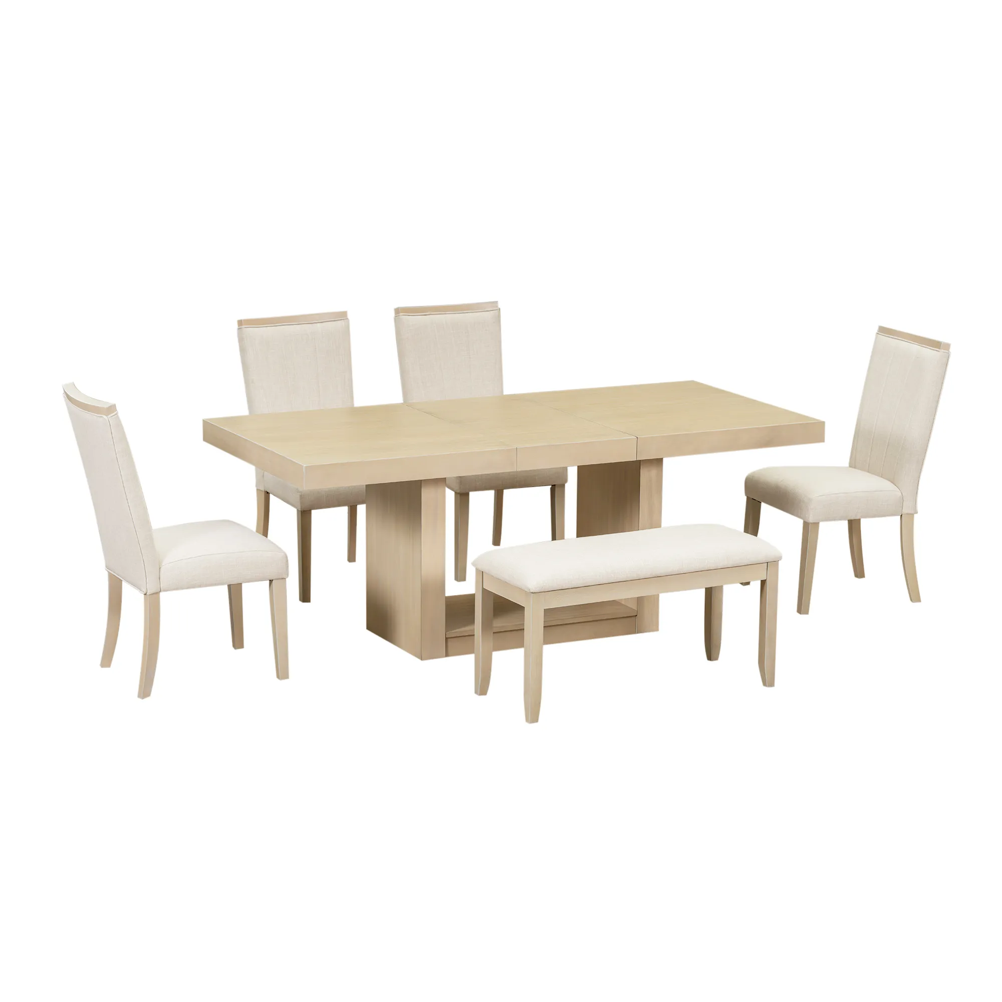 Merax Contemporary 6-Piece Dining Set  with Upholstered Chairs