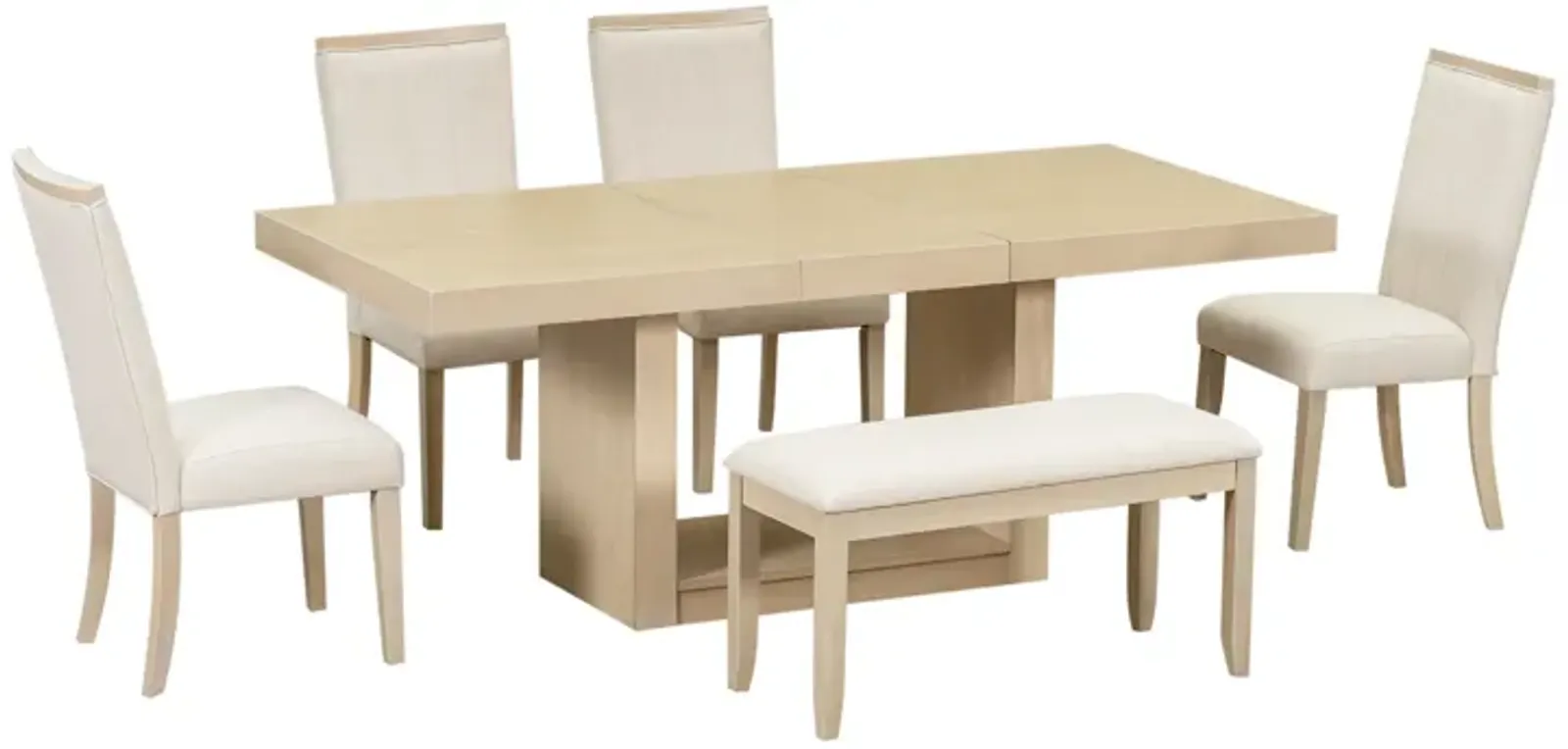 Merax Contemporary 6-Piece Dining Set  with Upholstered Chairs