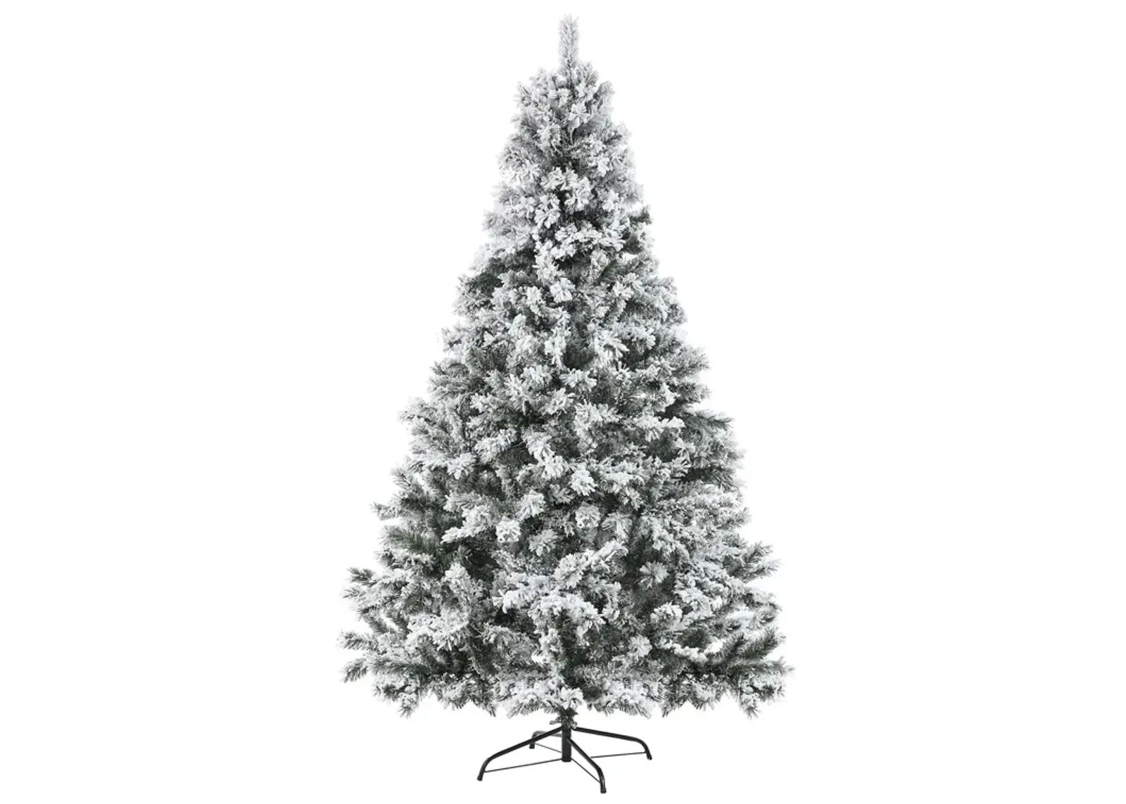 LuxenHome 7.2Ft Pre-Lit Snow-Flocked Full Artificial Christmas Tree with Metal Stand