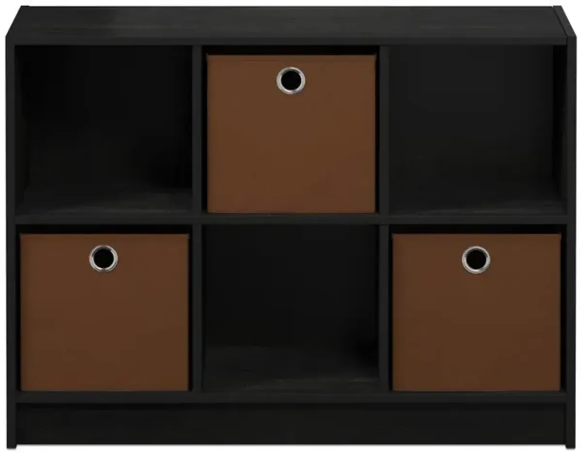 Furinno Basic 3x2 Bookcase Storage w/Bins, Americano/Medium Brown