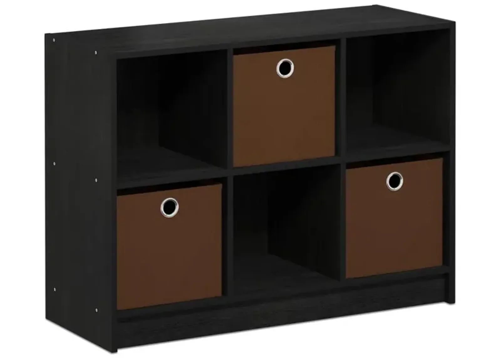 Furinno Basic 3x2 Bookcase Storage w/Bins, Americano/Medium Brown