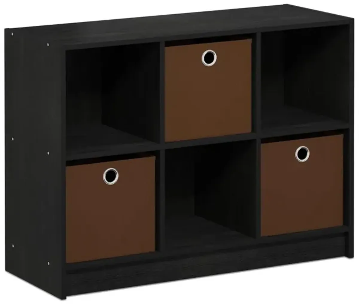 Furinno Basic 3x2 Bookcase Storage w/Bins, Americano/Medium Brown