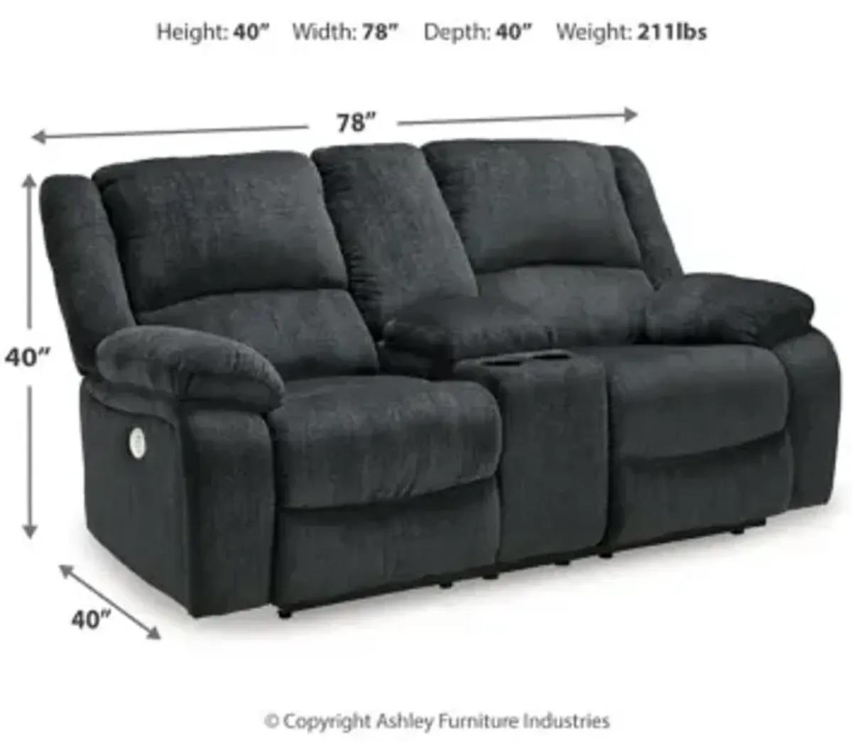 Draycoll Power Loveseat with Console