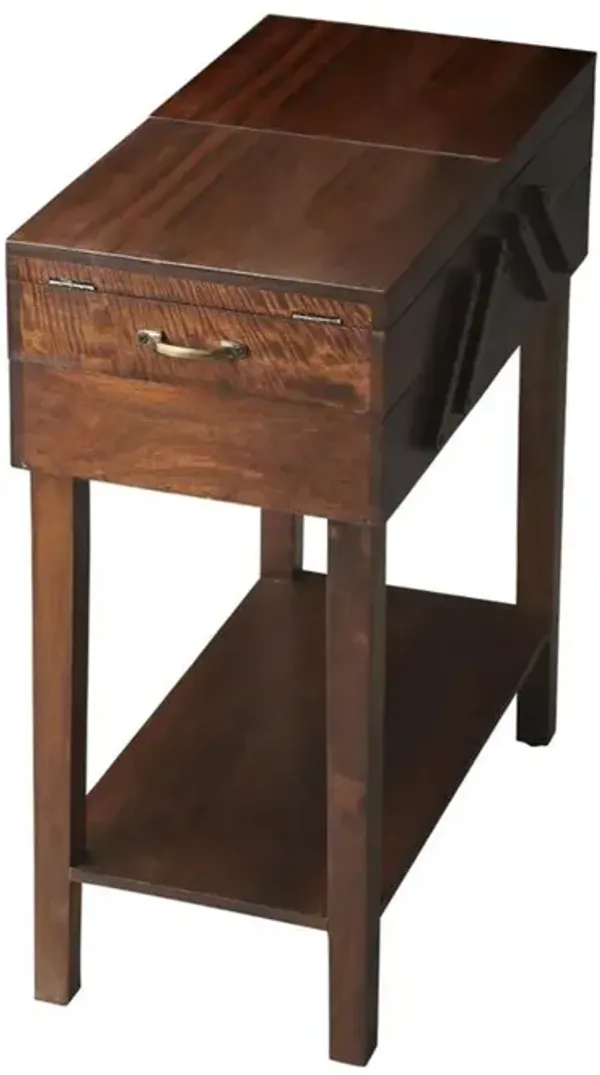 Hivvago 28 Inch Dark Brown Solid Wood Rectangular End Table With Drawer And Shelf