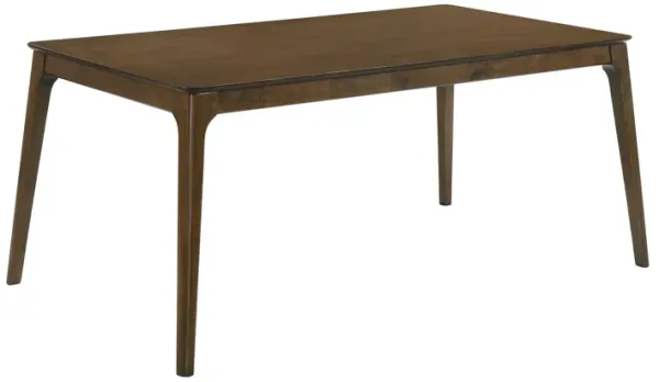 Nick 66 Inch Modern Dining Table, Rubberwood, Angled Legs, Walnut Brown-Benzara