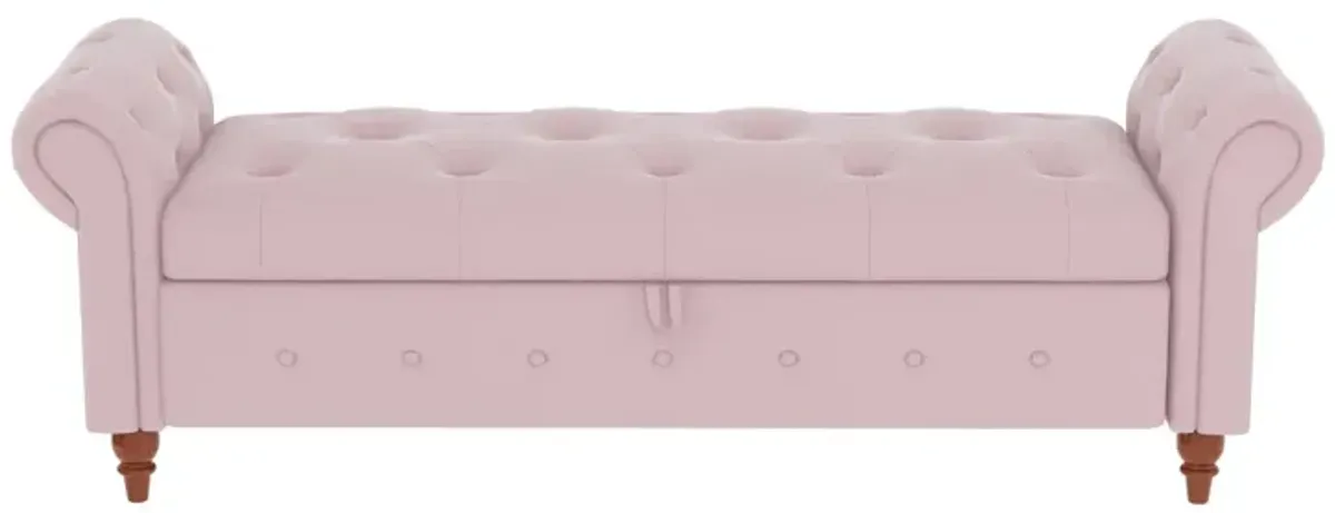 Bed Bench Pink Velvet