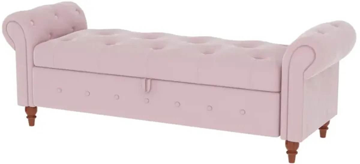 Bed Bench Pink Velvet