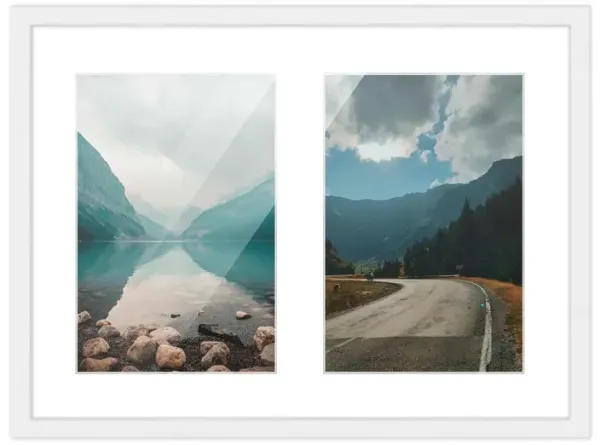 8x10 Wood Collage Frame with White Mat for 2 4x6 Pictures