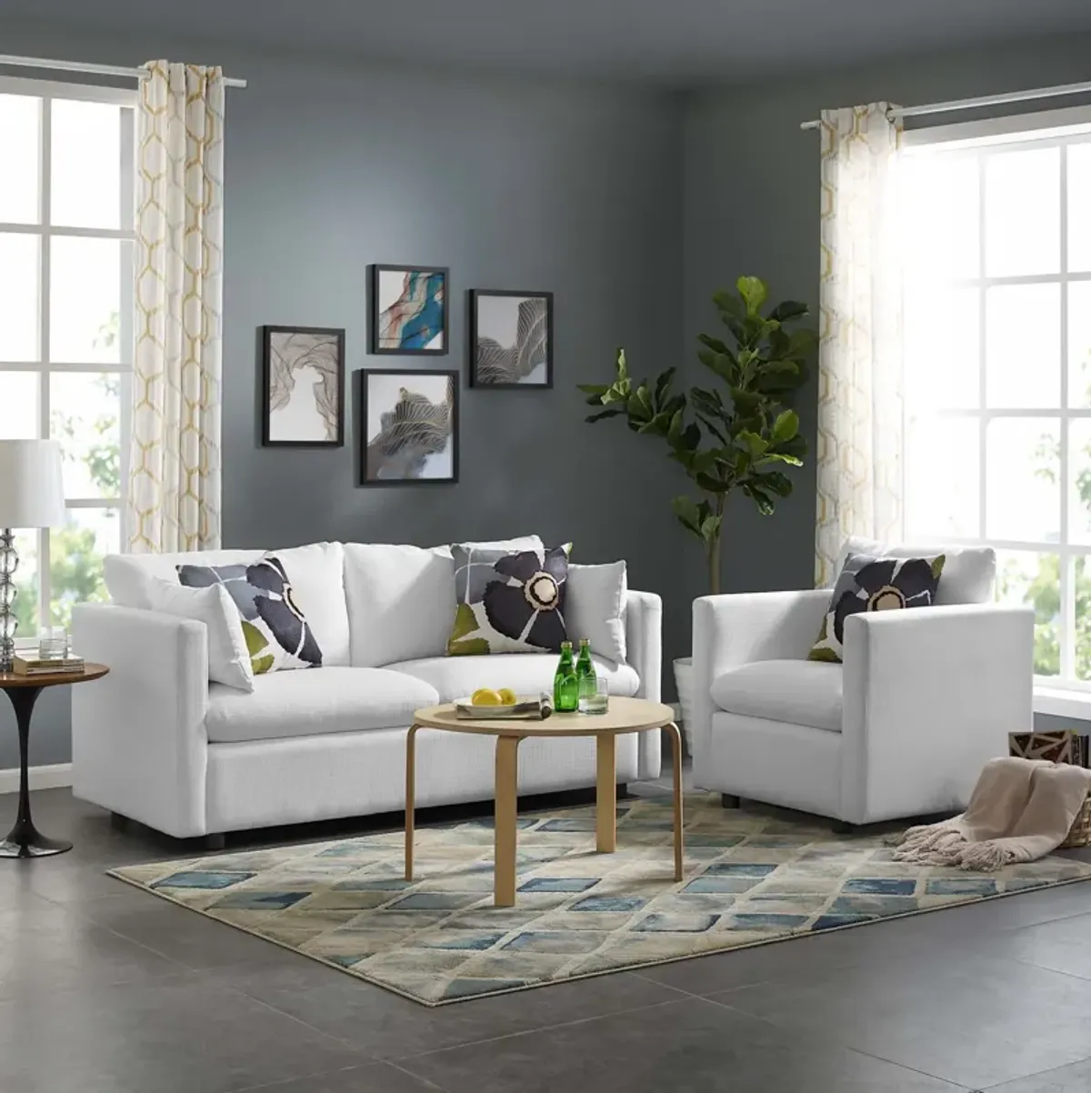 Activate Upholstered Fabric Sofa and Armchair Set