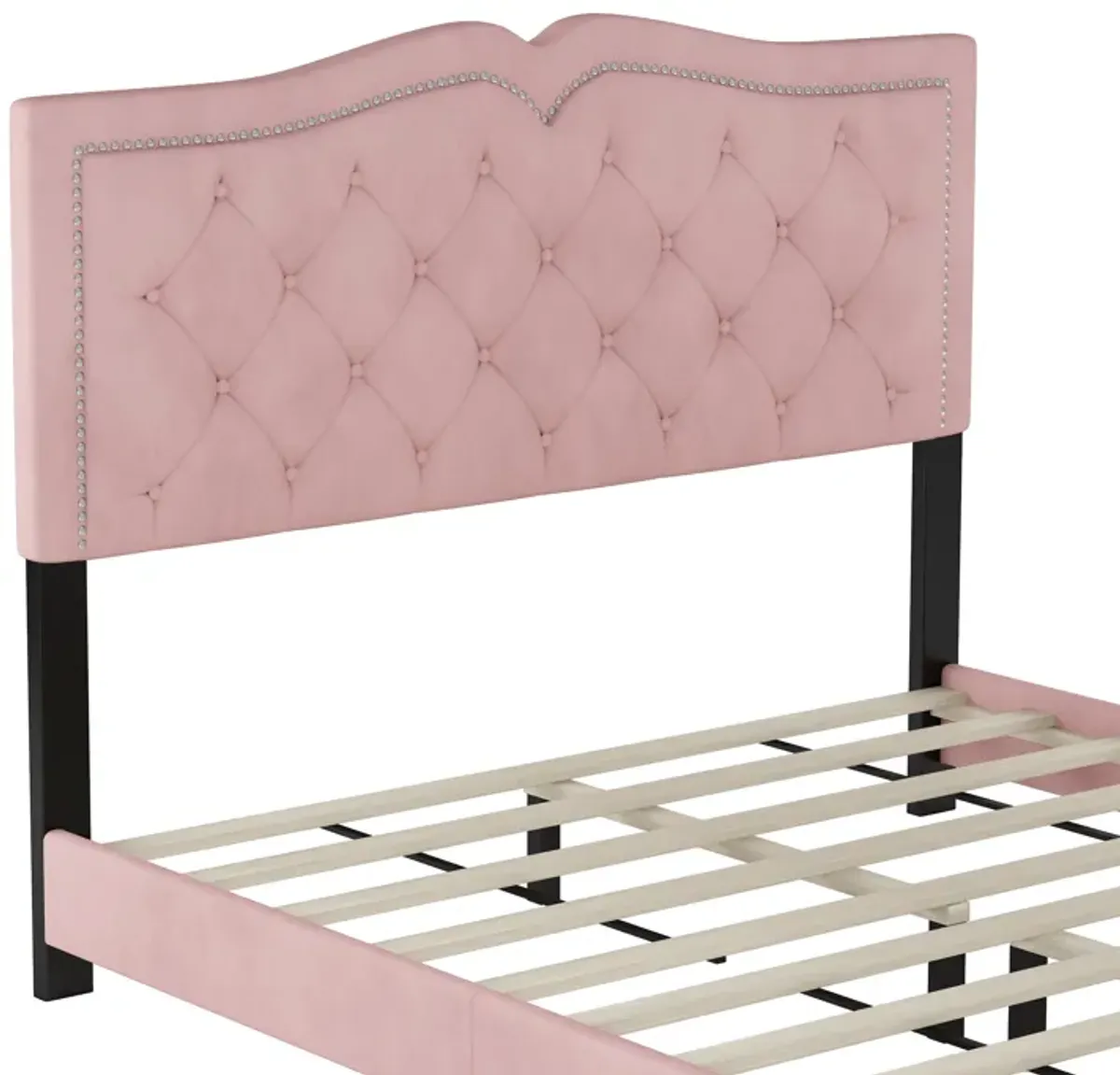 Merax Modern Velvet Platform Bed with Headboard