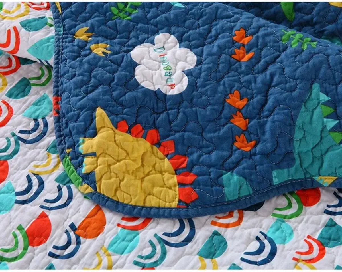 MarCielo Dinosaur Kids Cotton Quilt Bedspread Set.