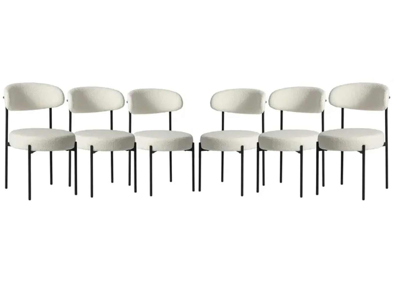 WestinTrends Mid-Century Modern Upholstered Sherpa Round Dining Chairs (Set of 6)