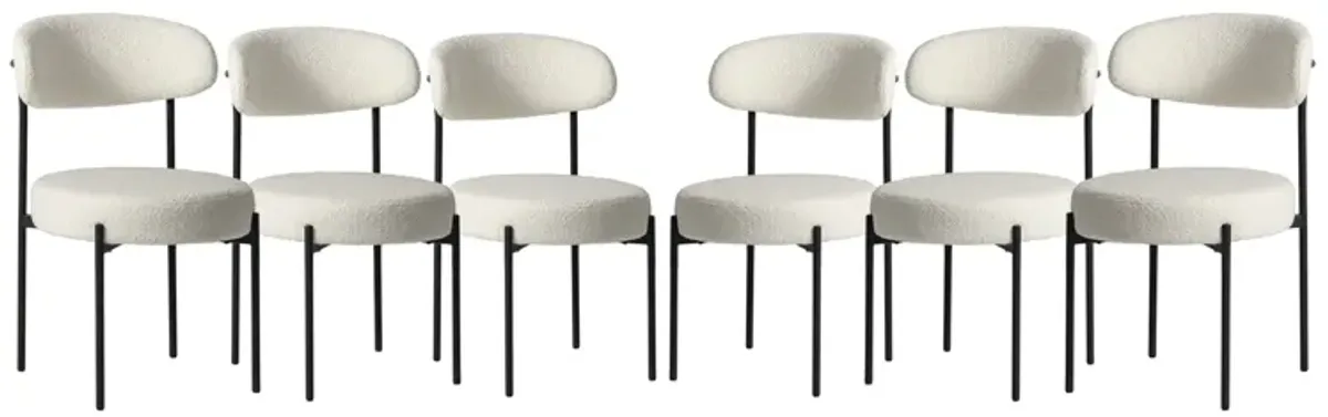 WestinTrends Mid-Century Modern Upholstered Sherpa Round Dining Chairs (Set of 6)