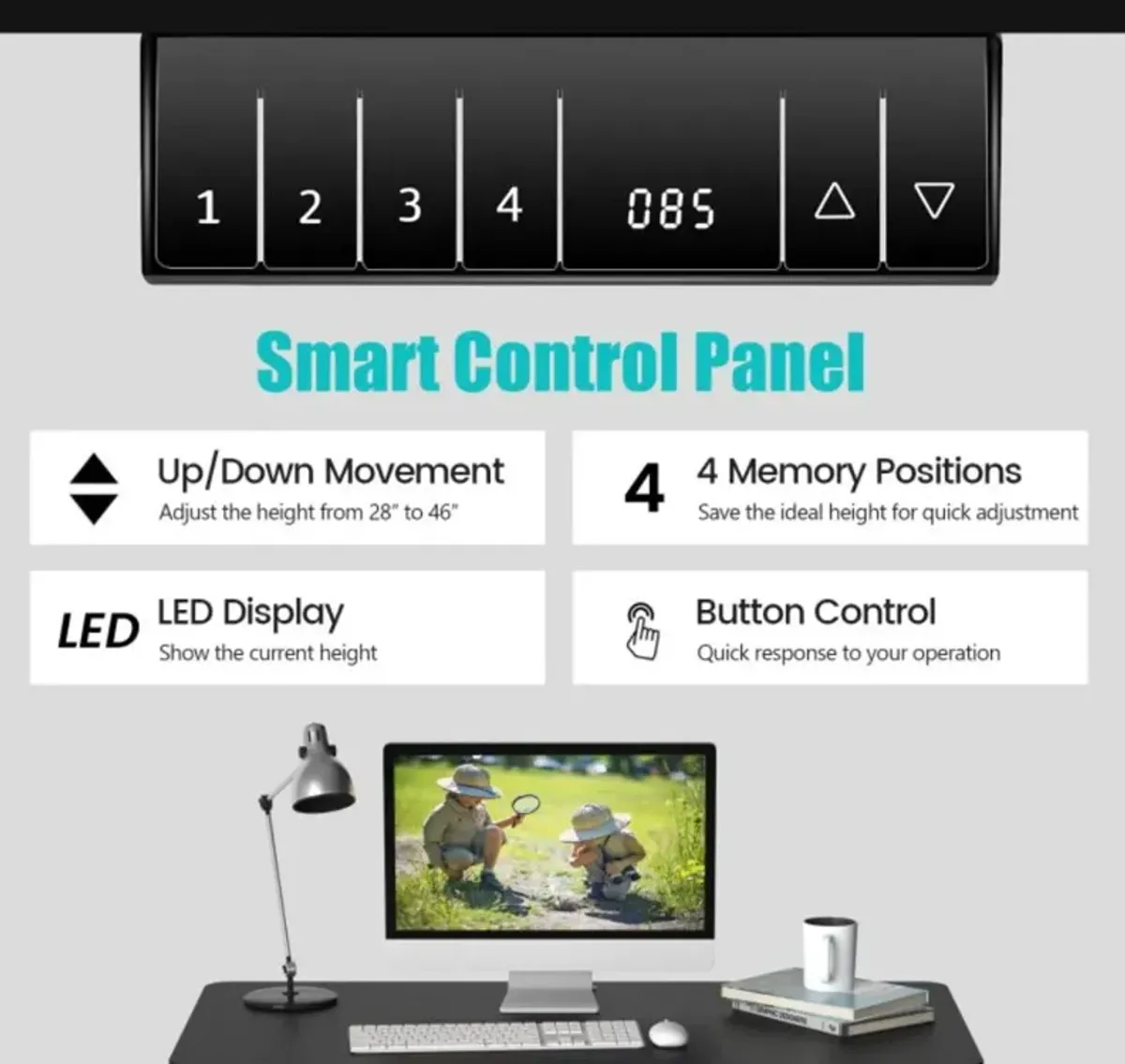 Hivvago Electric Height Adjustable Standing Desk with Memory Controller