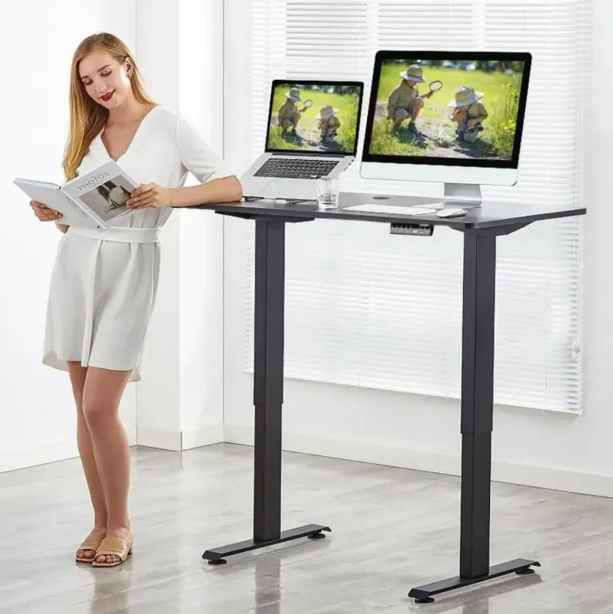 Hivvago Electric Height Adjustable Standing Desk with Memory Controller