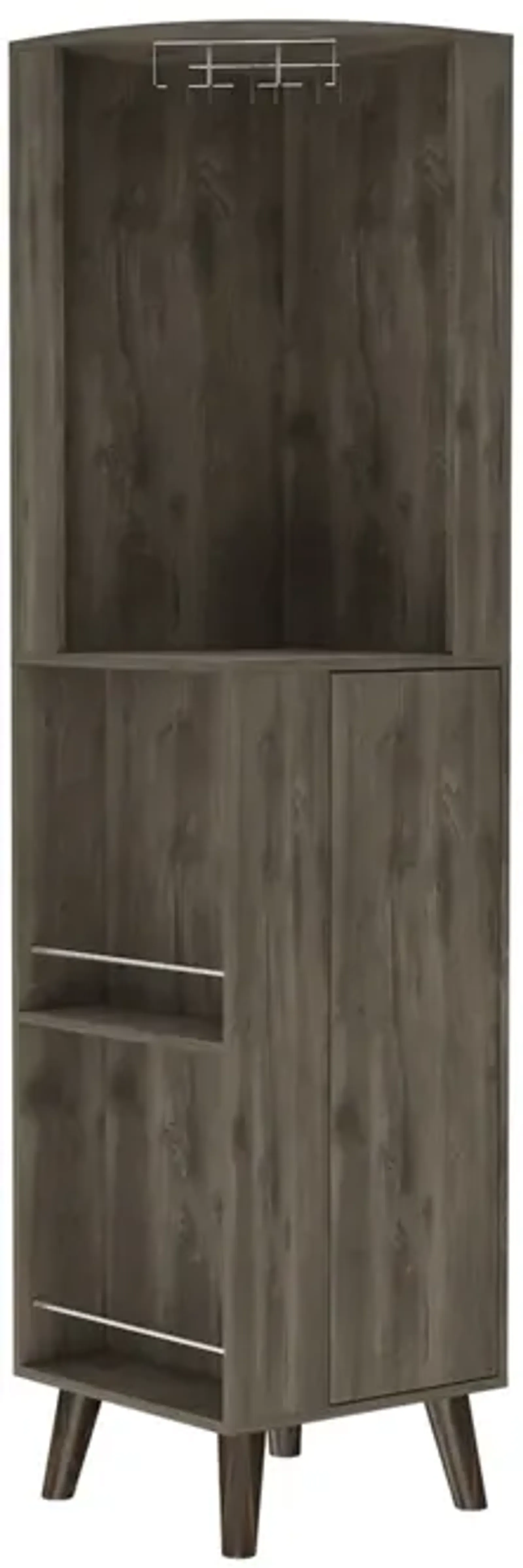 Durham 1-Drawer 2-Shelf Corner Bar Cabinet Dark Brown