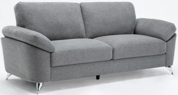 Villanelle Light Gray Linen Sofa With Chrome Finish Legs