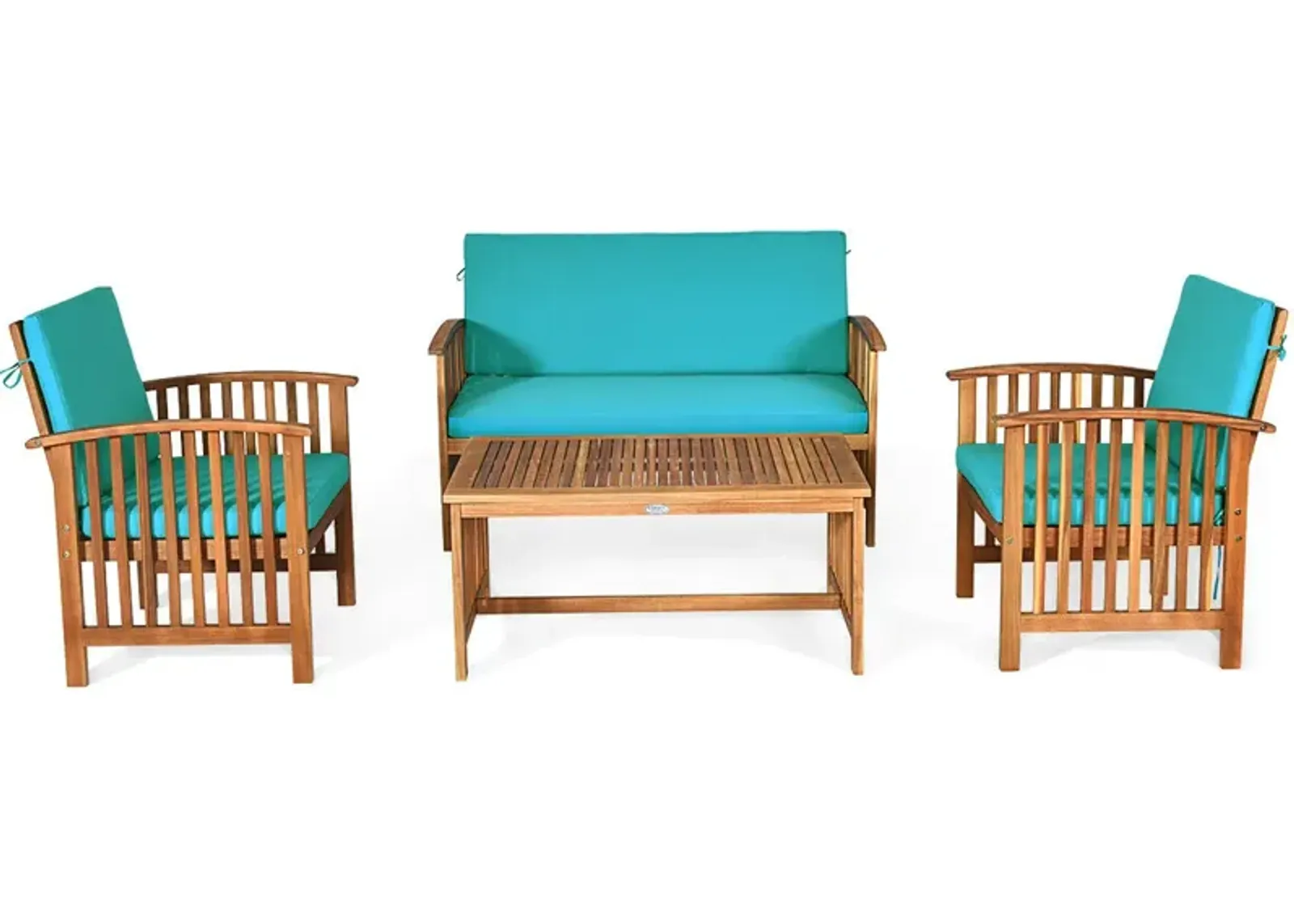 4 Pieces Patio Solid Wood Furniture Set