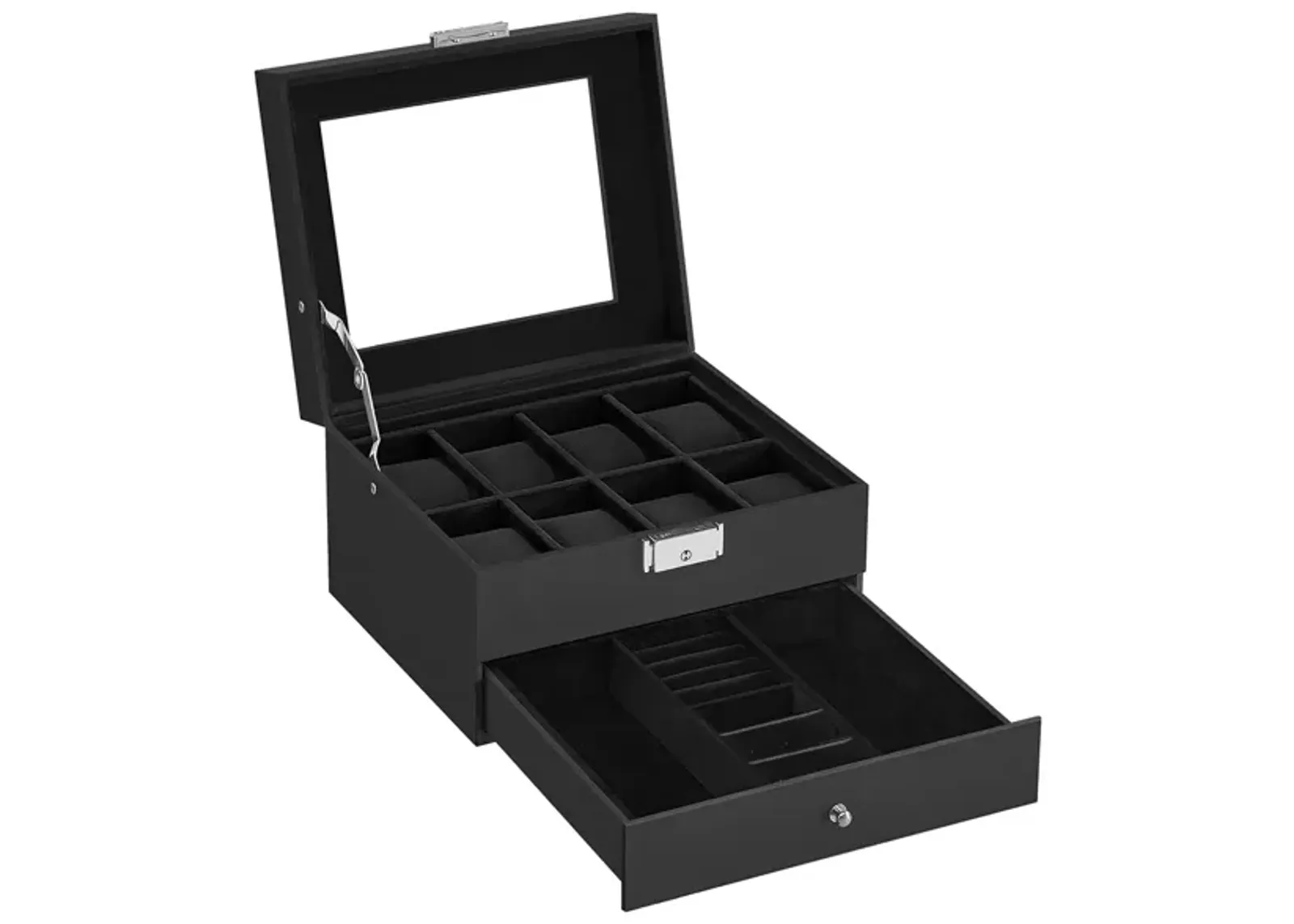 Lockable 8-Slot Watch Box – Jewelry Display Case for Men with Keys