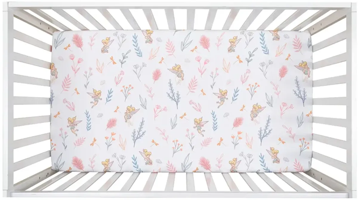 Bedtime Originals Tinker Bell Fitted Crib Sheet - Pink, White, Green, Disney