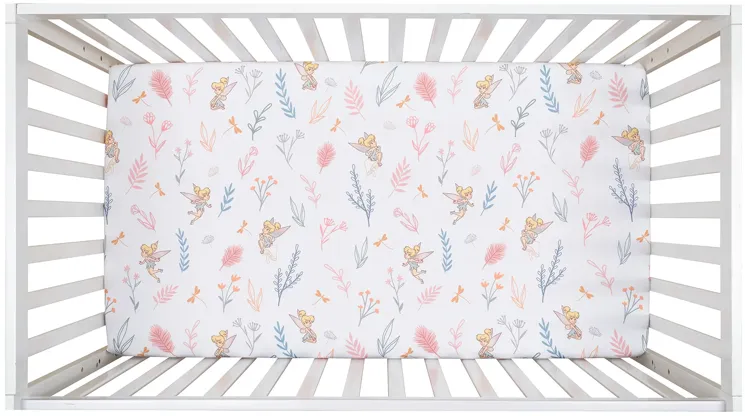 Bedtime Originals Tinker Bell Fitted Crib Sheet - Pink, White, Green, Disney