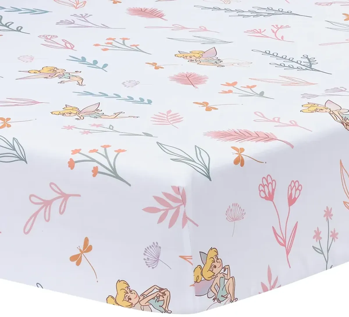 Bedtime Originals Tinker Bell Fitted Crib Sheet - Pink, White, Green, Disney