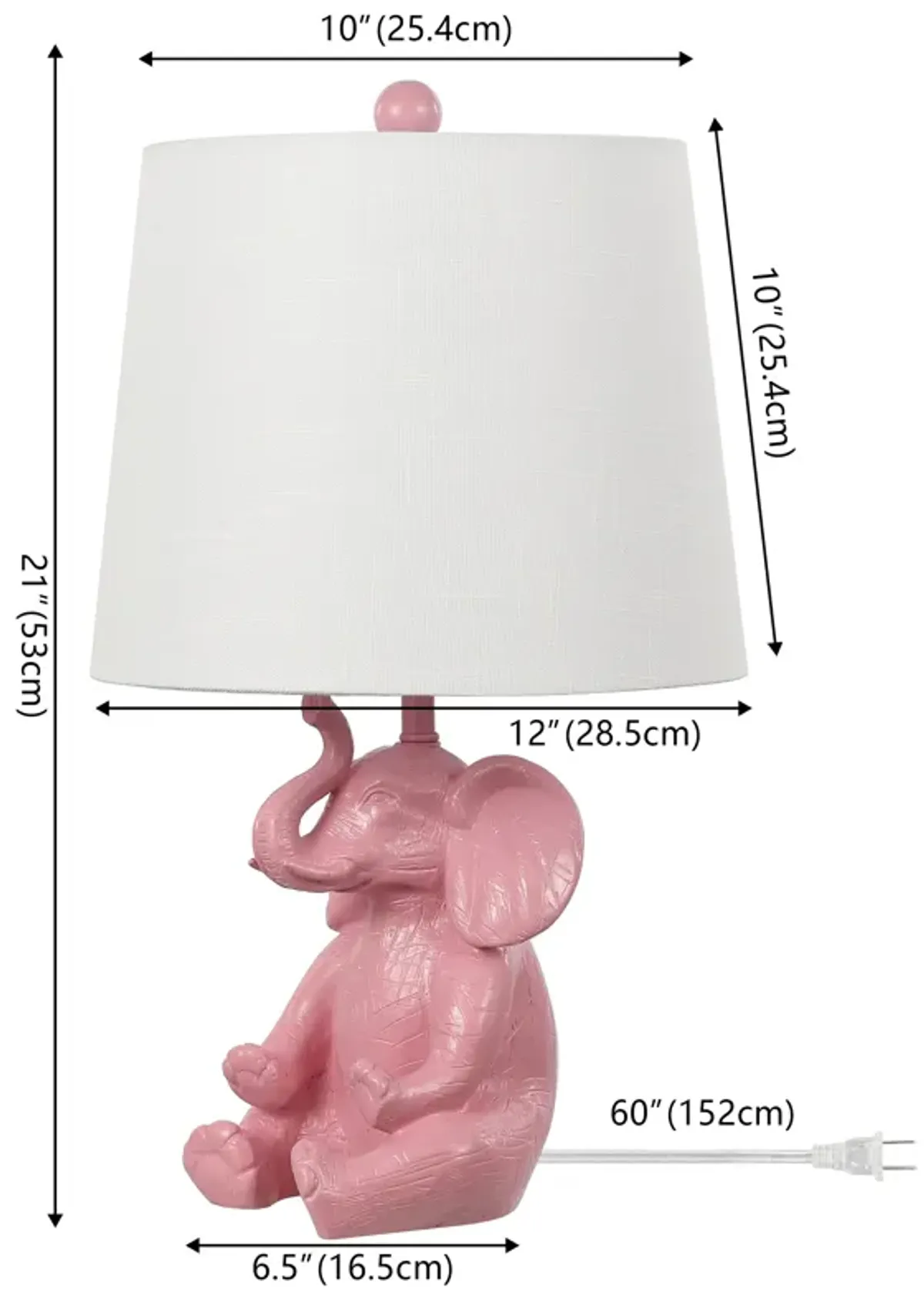 Kairi Modern Shabby Chic Resin/Iron Happy Elephant LED Kids' Table Lamp with Phone Stand