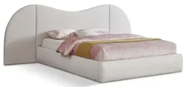 Meridian Furniture Everest White Linen Textured Fabric King Bed